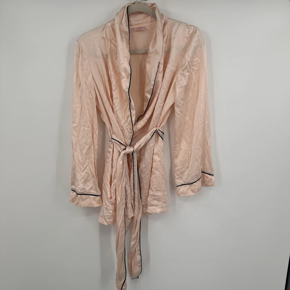 Agent Provocateur Robe Womens 4 Pink 100% Silk Satin Monogram AP Embroidered - Image 2 of 4