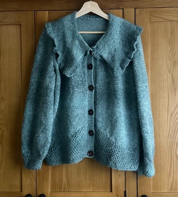 Neu handgestrickt Ombre Wolle Damen Cardigan Größe 16