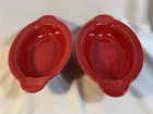 Fiesta Red Scarlet Individual Oval  9” Casserole Dish Bowl ~ Lot of 2