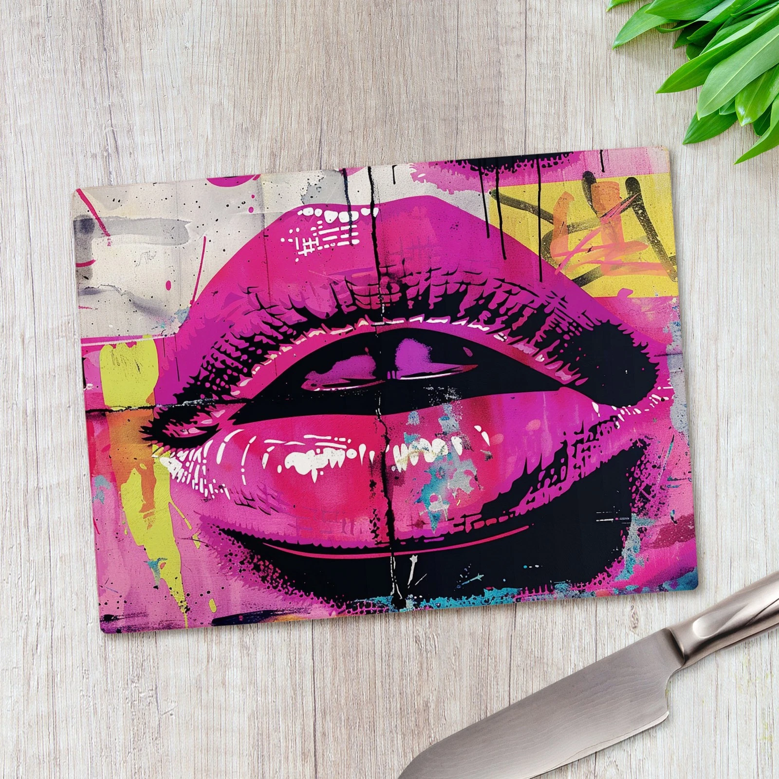 Retro Pink Graffiti Lips Glass Chopping Board Large Kitchen Worktop Saver
Opens in a new window or t