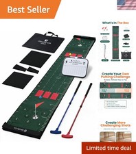 8-Hole Indoor Golf Putting Mat - Family Game Set with Adjustable Putters Balls
