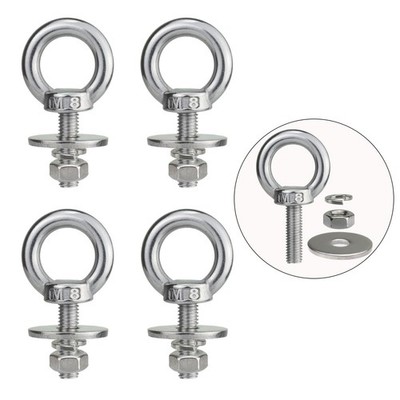 M8 Stainless Steel Eye Bolts with Nuts 4 Pack, 5/16'' x 1'' Lifting Ring Eye Bolt