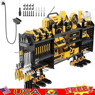 #ad Heavy Duty Power Tool Organizer Wall Mount W Charging Station amp; Hooks New $51.29