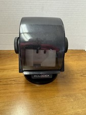 Vintage ROLODEX SW-24C Rotary Swivel Beige Trim Faux Woodgrain w/ cards A4
