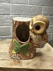 New ListingVintage Mother & Baby Owl In Tree Stump Flambro Schmidt Music Box