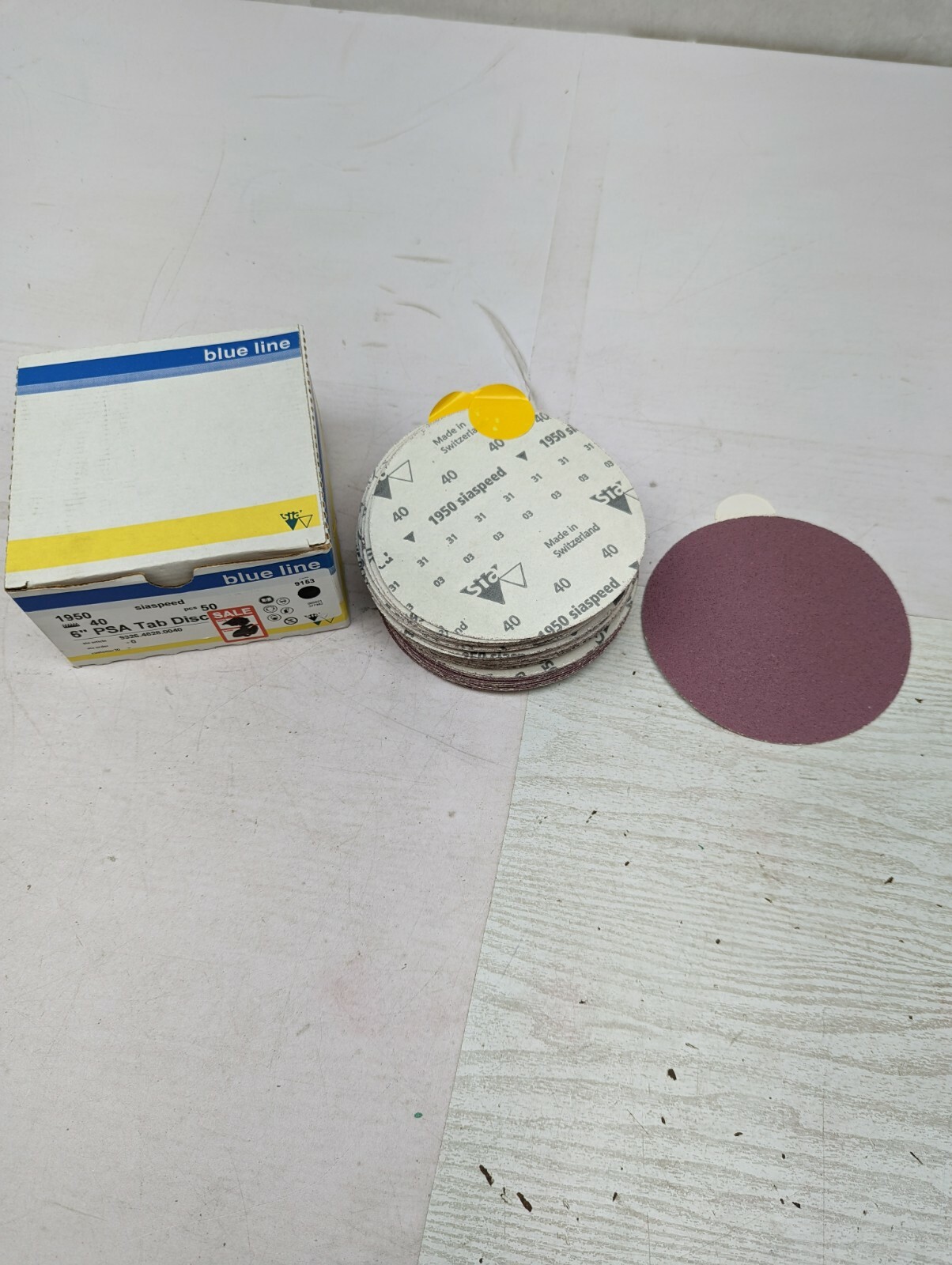 BLUELINE 6" 40 Grit PSA Tab Disc Paper Sanding 50 Pcs 1950 R5