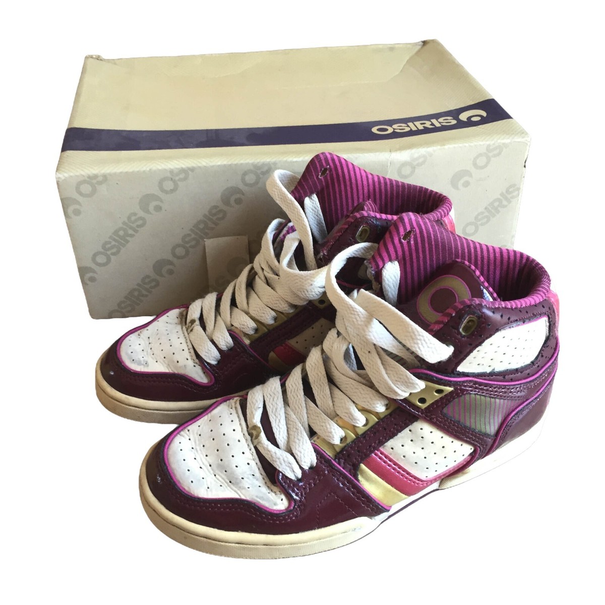 OSIRIS Skate Trainers Size Mid-Top Pink Gold Bronx Girls Retro