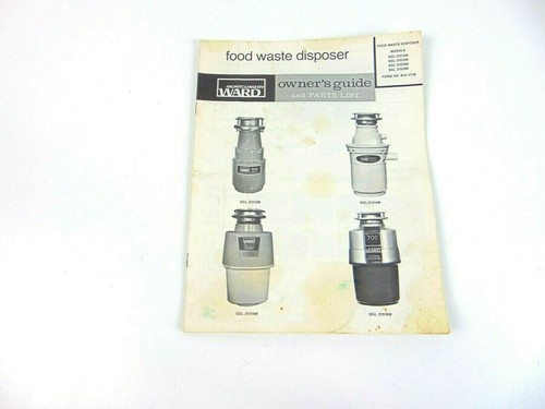 Montgomery Ward Owners Guide & Parts List Food Waste Disposer 4 Models - Foto 1 di 8