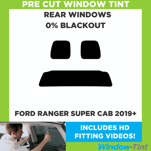 Für Ford Ranger Super Cab 2019 + Vor Cut Fenster Getönt Heck 0% Blackout Folie - Picture 1 of 10