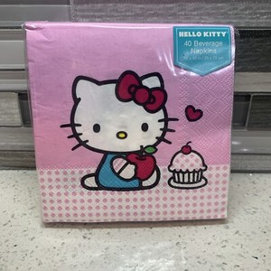 Sanrio Sitting Hello Kitty Pink Cupcake Set of 40 Beverage Napkins New Package