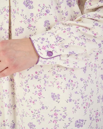 Nightdress Womens Slenderella Floral Brushed Cotton Cuff Sleeve Long Nightie - Picture 32 of 44