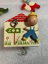 Vintage IRMI Musical Mobile, Zoo Theme, Handpainted, Wood, 1970