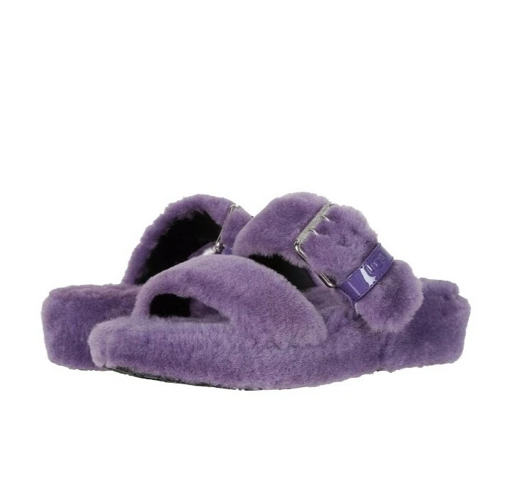 NUOVI UGG Fuzz Yeah sandali slitta in pelle di pecora