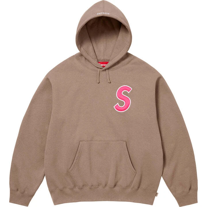 Sweat à capuche Supreme S logo marron poussiéreux