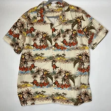 Vintage Style Barefoot In Paradise Medium Men’s Toucan Floral Hawaiian Shirt V14