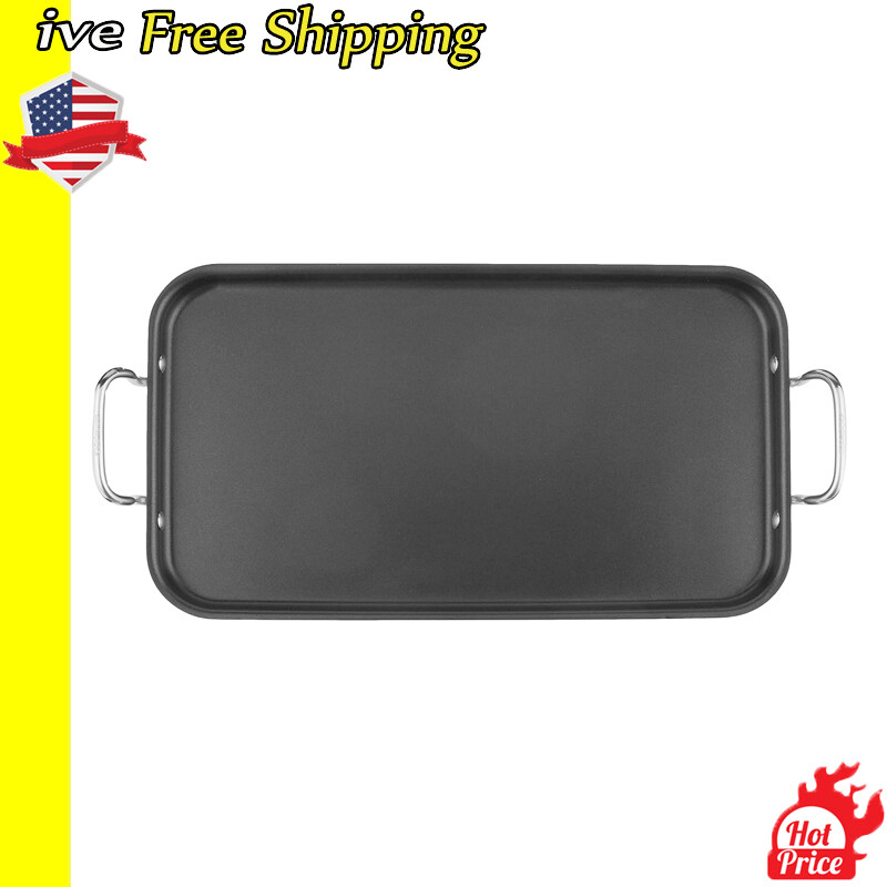 10x18 NonStick Double Burner Griddle Skillet Stainless Steel Induction