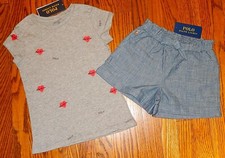 POLO RALPH LAUREN AUTHENTIC GIRLS ORIGINAL BRAND NEW 2Pc SHORTS SET Size 5, NWT