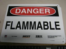 10"x14" Black/Red on White Plastic DANGER Flammable Agent® Safety Sign