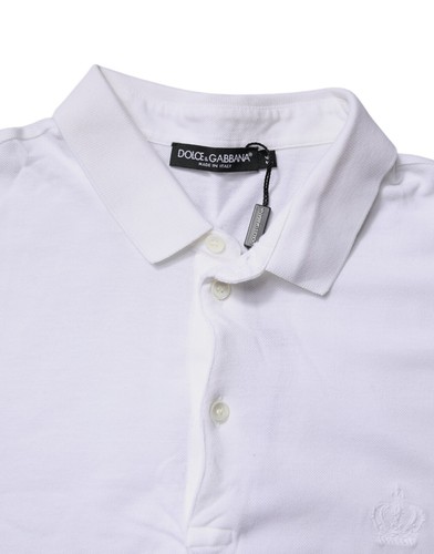 Dolce & Gabbana T-Shirt Weiß Baumwolle Krone Kragen Polo IT56/US46/XXL 310usd - Bild 4 von 6