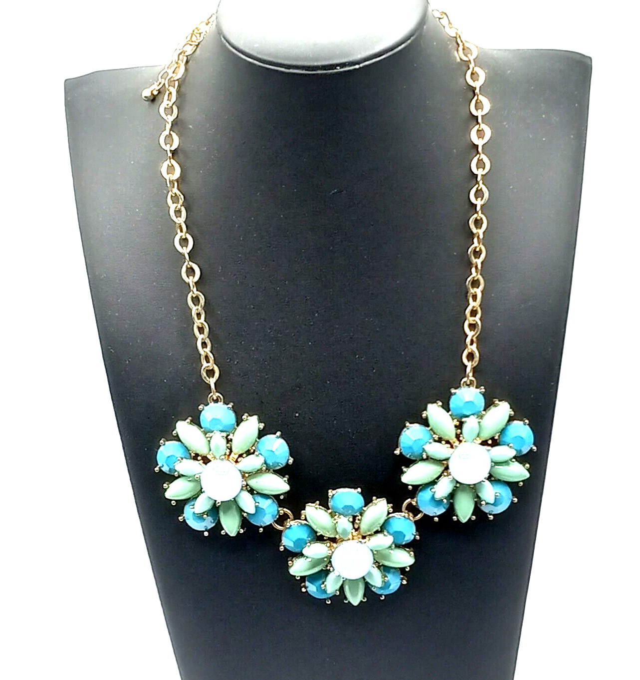 APT. 9 Necklace Chunky Green And Teal Floral Jewelry Statement Piece