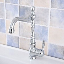 Silver Chrome Bathroom Kitchen Bar Vessel Sink Swivel Faucet Mixer Tap ssf657
