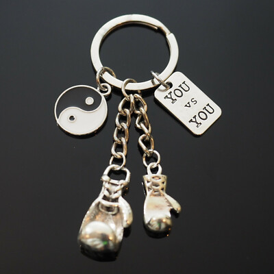 Boxing Gloves Keychain Key Chain Ring Fighter Strong Yin Yang You vs You Charms