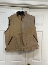 VNTG Wrangler Canvas Hero Sherpa Lined Vest Mens XL Brown Pockets Full Zip