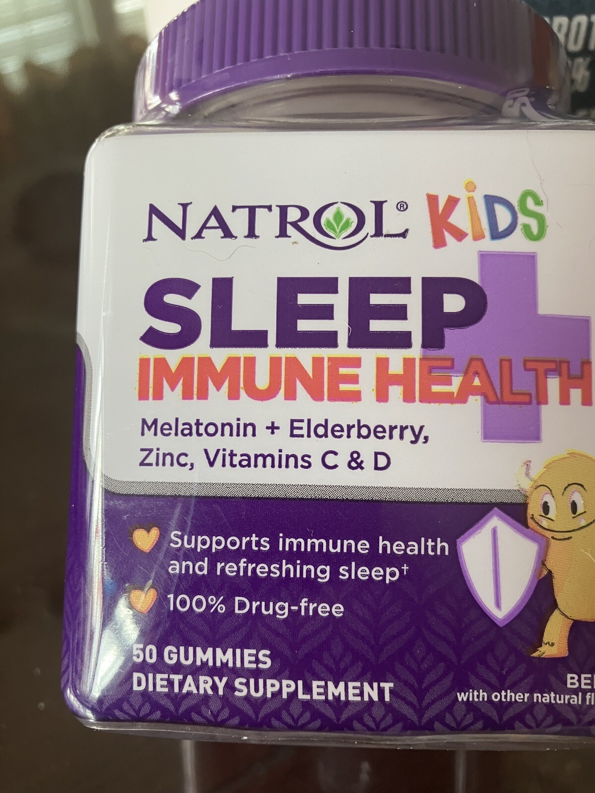 Natrol Kids Sleep + Immune Health Gummies  Elderberry Vitamins C &D. 50 Gummies