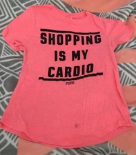 Victorias Victoria's Secret Pink Shopping Is My Cardo Hot Pink Tee Shirt Top XS