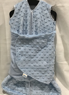 Halo Baby Sleep Sack Swaddle Newborn 0-3 Months Blue Minky Fleece