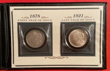 "THE FIRST & LAST"  Morgan Silver Dollars & Stamps Collection in Display   #7444
