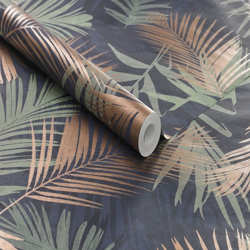 Boutique Blue / Green Tropical Jungle Glam Wallpaper eBay