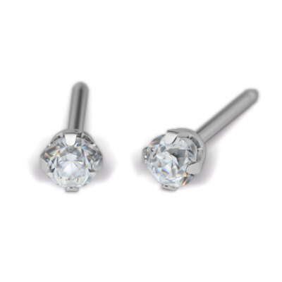 Sensitive by STUDEX, Kronenfassung Cubic Zirkonia Rund Ohrstecker 3 mm, Chirurge