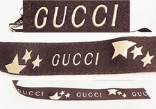 Authetic Gucci Ribbon Brown/Gold ITALY .63" W Ribbon Wrap Gift, by the yard NEW