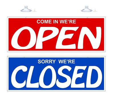 Open and Closed  Signs for Business Two-Sided Large Storefront Shop Salon Sign 