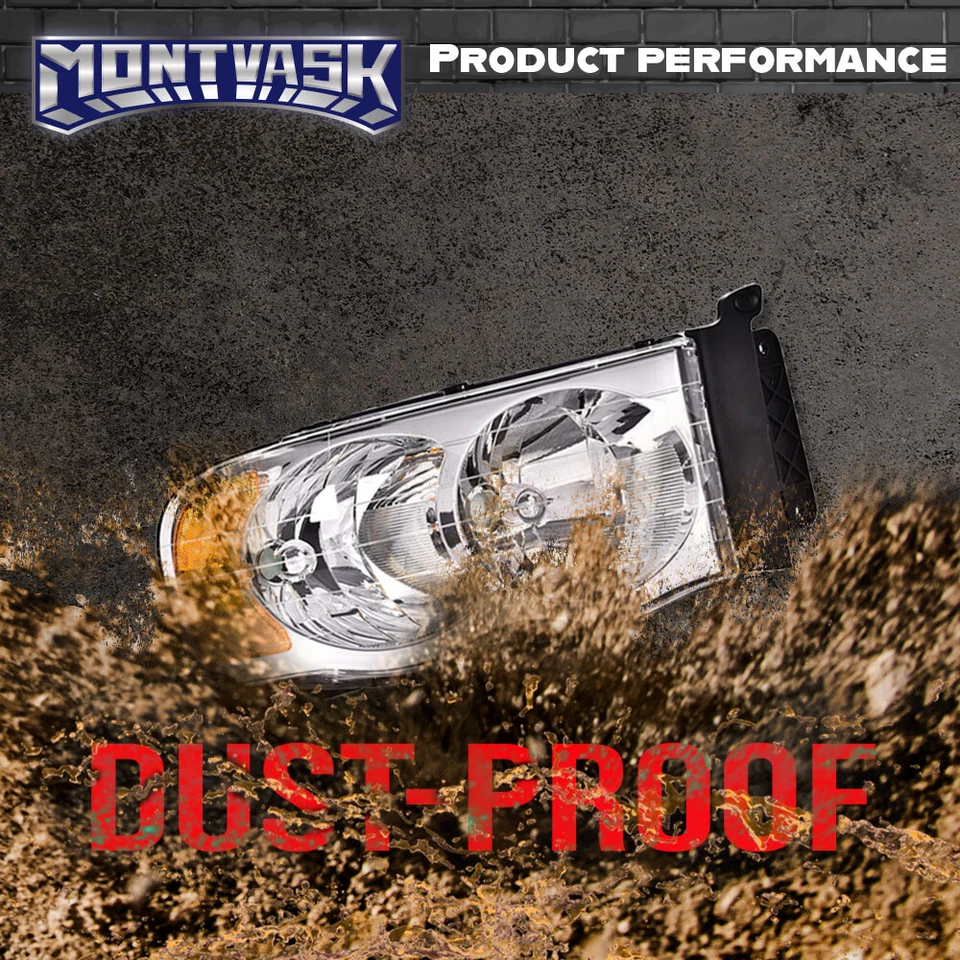 Fit For 2002-2005 Dodge Ram 1500 2500 3500 Clear/Amber Headlights+Fog Lights Foto 3 de 4