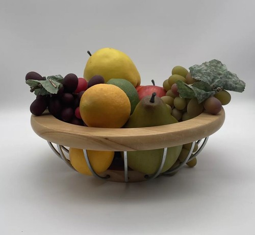 Fruit Bowl Realistic Fake Mixed Plastic With Wood And Wire Bowl Decorations - Picture 2 of 15