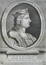 LOUIS V DIT LE FAINEANT 34th KING OF FRANCE (967-987) PORTRAIT ENGRAVING FROM 1770