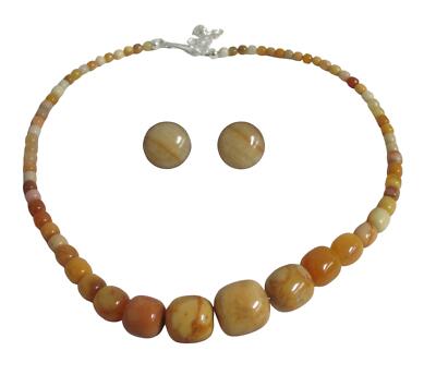 Jay King Mine Finds Honey Stone Necklace and Earing Set