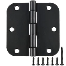 Rounded Door Hinges – 3.5" Matte Black No-Squeak Hinges for Doors & Windows