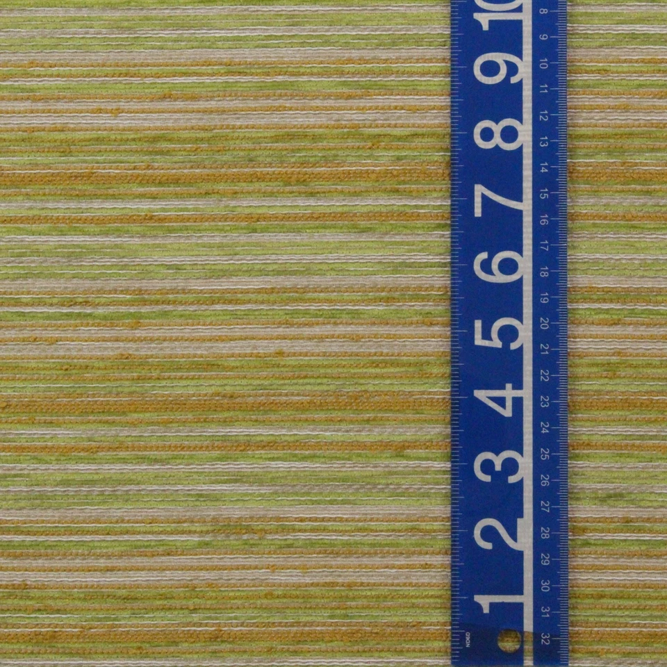 DESIGNER ATTICUS GOLD GREEN CHENILLE STRIPE RAILROADED MULTIUSE FABRIC BTY 56"W - Image 2 of 4