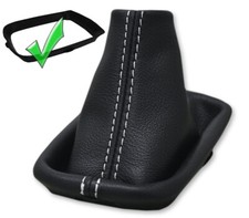 VOLVO V50 S40 C30  SOUFFLET LEVIER DE VITESSE + CADRE PLASTIQUE  CUIR  FIL BLANC