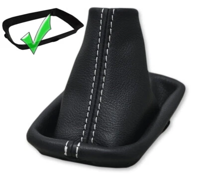 OPHELIA VOLVO V50 S40 C30 SOUFFLET LEVIER DE VITESSE + CADRE PLASTIQUE CUIR FIL BLANC