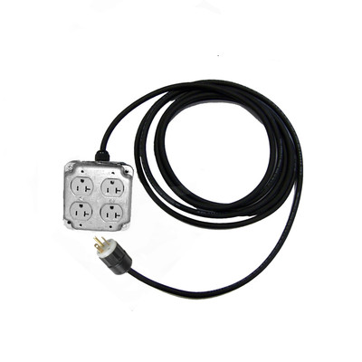 CBI 15ft Metal Quad Box Power Cable 4 outlet box 20amp Sideways Plug ...