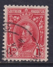 Southern Rhodesia 1931 1937 King George V 1d perf 12 SG16 Used