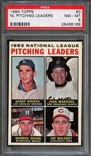 BB - 1964 Topps - #3 - NL Pitching Leaders  - PSA 8 - NM-MT
