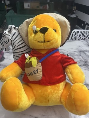 Vintage 1990s LARGE Plush 25'' Honey Jar Winnie the Pooh Bear RARE Bee On Nose