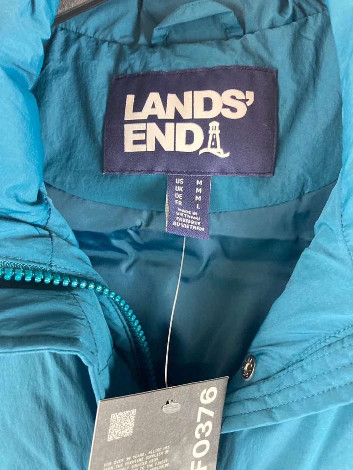Lands End Quilted 600FP Down Puffer Bodywarmer Green Size M NEW (h25) - Image 2 of 4