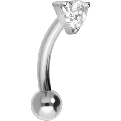 PIERCINGLINE Titan Banane mit Push Fit EINGEFASSTES KRISTALLDREIECK