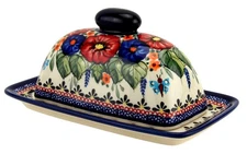 Polish Pottery Butter Dish with Lid  Zaklady Boleslawiec, Poland - Butter Keeper